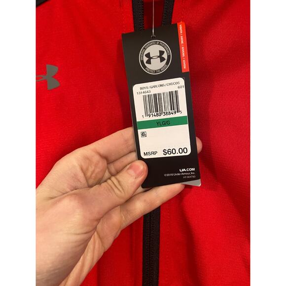 NEW UNDER ARMOUR Challenger II Track Jacket Zip Up Red Black Boys Youth Medium - Picture 2 of 4